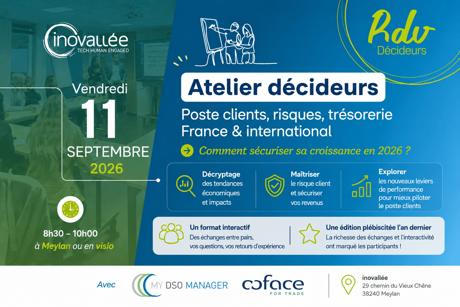 Rendez-vous D&eacute;cideurs My DSO Manager, Coface et inovall&eacute;e sur le risque client et la gestion du poste clients