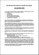 Négocier les principales clauses d\'un contrat d\'assurance crédit classique